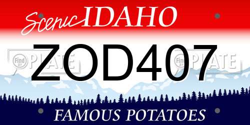 ZOD407 Idaho License Plate