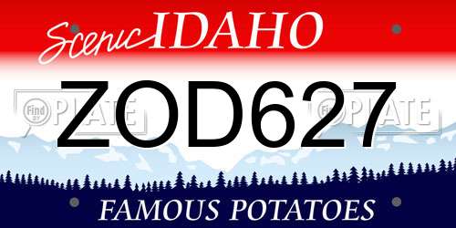 ZOD627 Idaho License Plate