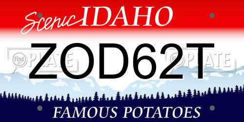 ZOD62T Idaho License Plate