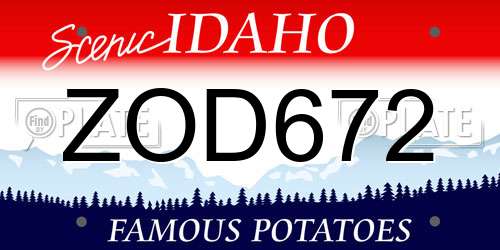 ZOD672 Idaho License Plate