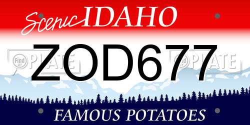 ZOD677 Idaho License Plate