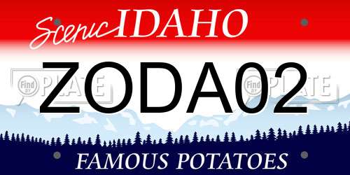 ZODA02 Idaho License Plate