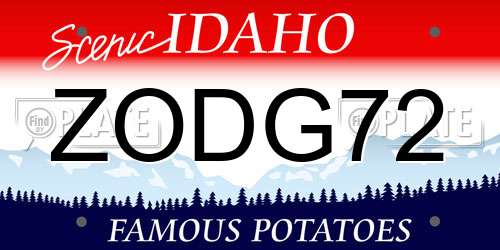 ZODG72 Idaho License Plate