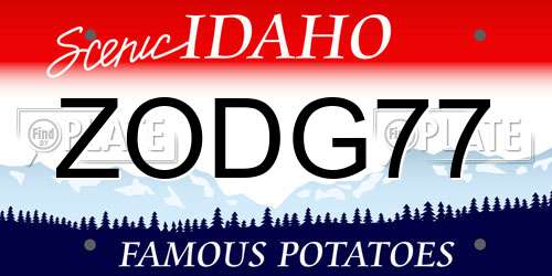 ZODG77 Idaho License Plate