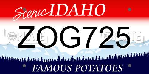 ZOG725 Idaho License Plate