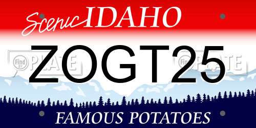 ZOGT25 Idaho License Plate