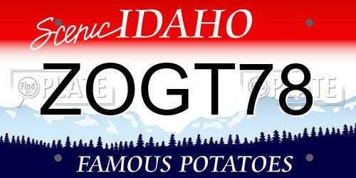 ZOGT78 Idaho License Plate