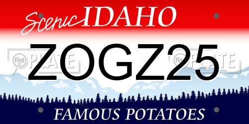 ZOGZ25 Idaho License Plate