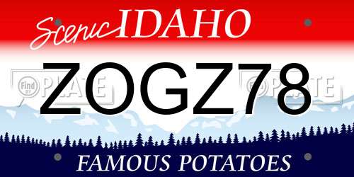 ZOGZ78 Idaho License Plate