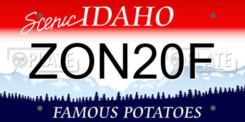 ZON20F Idaho License Plate