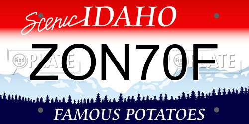ZON70F Idaho License Plate