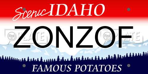ZONZOF Idaho License Plate