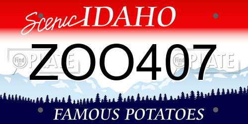 ZOO407 Idaho License Plate