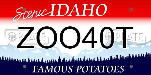 ZOO40T Idaho License Plate