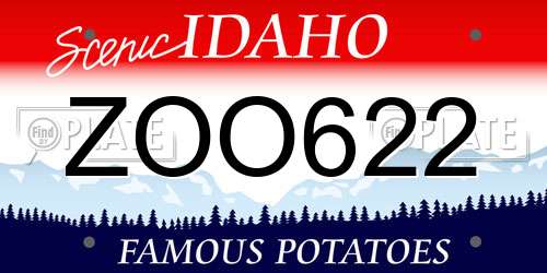 ZOO622 Idaho License Plate