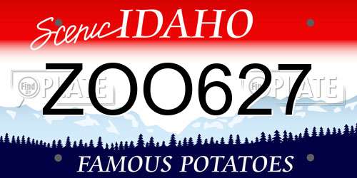 ZOO627 Idaho License Plate