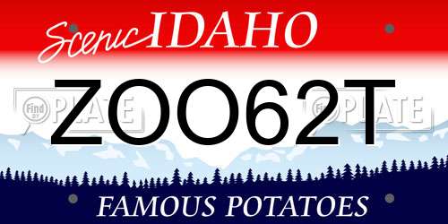 ZOO62T Idaho License Plate