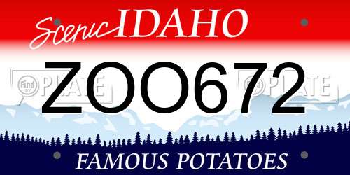 ZOO672 Idaho License Plate
