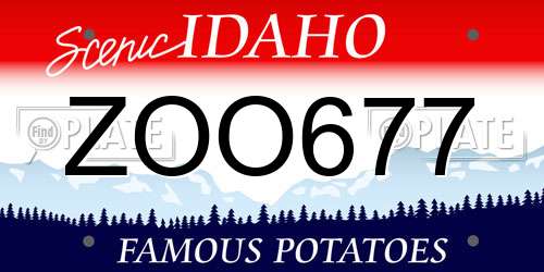 ZOO677 Idaho License Plate