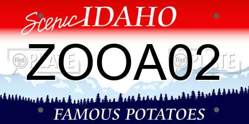 ZOOA02 Idaho License Plate