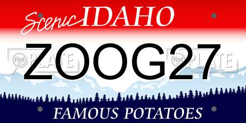ZOOG27 Idaho License Plate