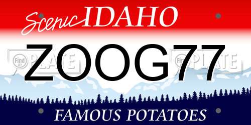 ZOOG77 Idaho License Plate