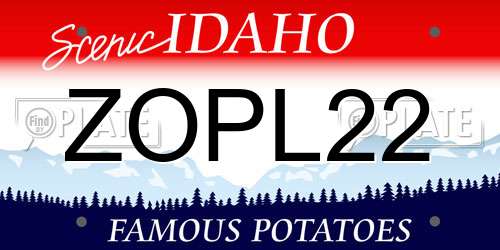ZOPL22 Idaho License Plate