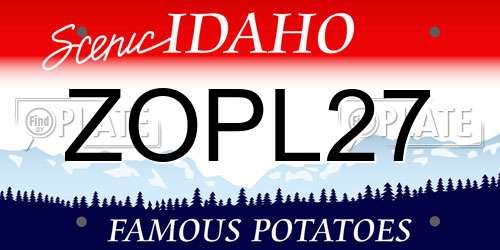 ZOPL27 Idaho License Plate
