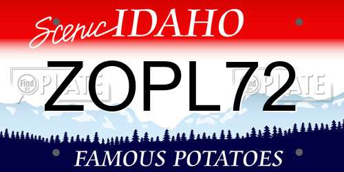 ZOPL72 Idaho License Plate