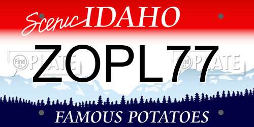 ZOPL77 Idaho License Plate