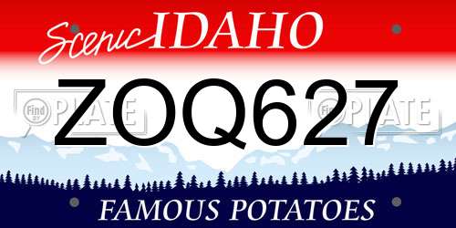 ZOQ627 Idaho License Plate