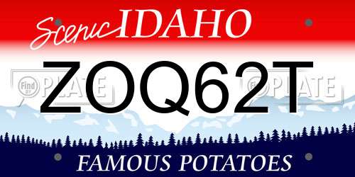 ZOQ62T Idaho License Plate