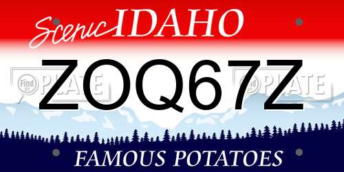 ZOQ67Z Idaho License Plate