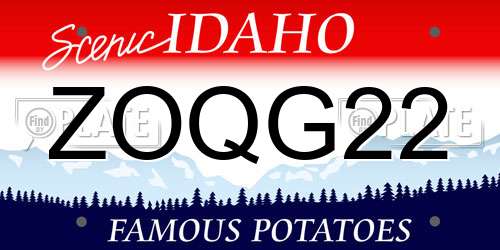 ZOQG22 Idaho License Plate
