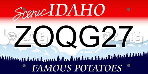 ZOQG27 Idaho License Plate