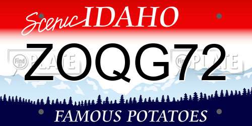 ZOQG72 Idaho License Plate