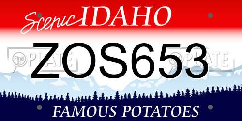 ZOS653 Idaho License Plate