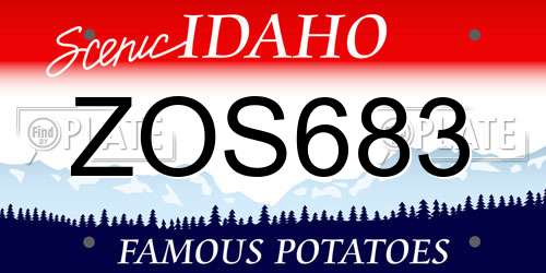 ZOS683 Idaho License Plate