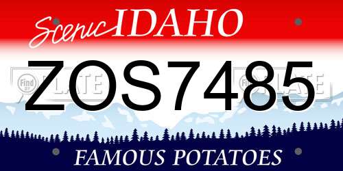 ZOS7485 Idaho License Plate