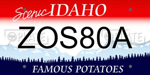 ZOS80A Idaho License Plate