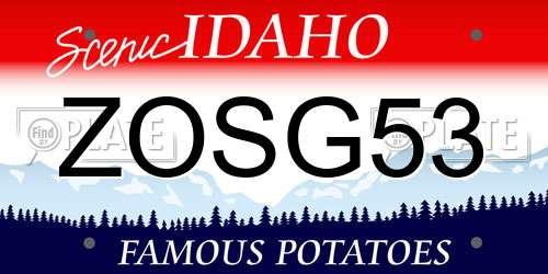 ZOSG53 Idaho License Plate