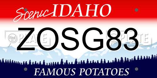 ZOSG83 Idaho License Plate