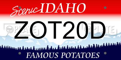 ZOT20D Idaho License Plate