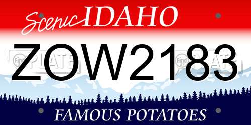 ZOW2183 Idaho License Plate