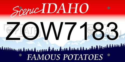 ZOW7183 Idaho License Plate