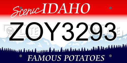 ZOY3293 Idaho License Plate