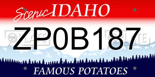 ZP0B187 Idaho License Plate