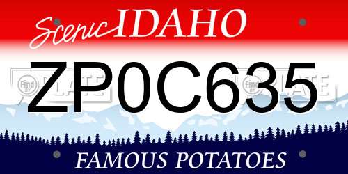 ZP0C635 Idaho License Plate