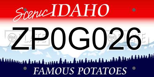 ZP0G026 Idaho License Plate