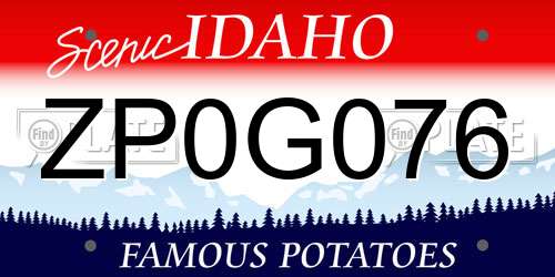 ZP0G076 Idaho License Plate
